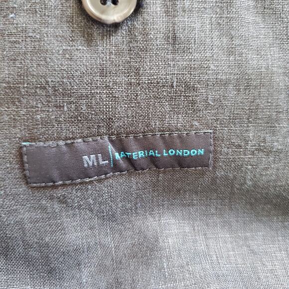 100% Linen Blazer Mens XL Navy Blue Two Button Material London Classic Preppy - Picture 10 of 11